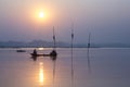 Silhouette sunrise views in Kaliganga River, Dhaka, Bangladesh.