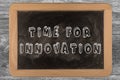 time for innovation chalkboard with outlined text