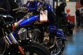 Motorcycle Indian Roadmaster Elite 2018 blue and black. Close-up