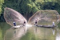Landscape photo: fishermen casting fishing nets on Nhu Y river
