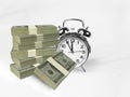 Time dollars buddles isolated in white background Royalty Free Stock Photo
