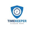 time keeper security guard shield online technology logo design