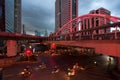 Time Laps Bangkok, Thailand:The traffic at twilight on Sathon