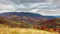 Time lapse Beautiful autumn nature and mist foggy flows around the mountains in the morning with mild sunshine. Autumn Royalty Free Stock Photo