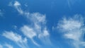 Blue sky soft silky clouds. Background of sky and clouds. Cirrus clouds in blear bright summer day. Time lapse.