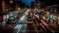 A time-lapse of a busy city street during rush hour created with Generative AI