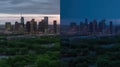 A time-lapse of a city skyline changing from day to night created with Generative AI Royalty Free Stock Photo