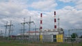 Time-lapse cloud above a turbine power plant producing electricity