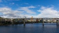 Time lapse of clouds and auto traffic on Marquam bridge along Willamette River in Portland OR 4k