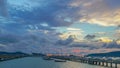 time lapse cloudy in stuning red sky above Chalong pier.