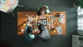 Time lapse of creative designer working together brainstorming idea. Symposium.