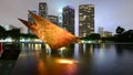 Time Lapse Dolly of DWP Sculpture / Downtown Los Angeles at Day to Night