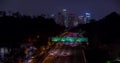 Time-lapse of the 110 expressway headed toward Downtown Los Angeles at night