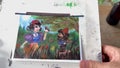 Time lapse footage of artist peeling off washi tape from ready marker art work with Snowwhite and dwarf. Satisfying