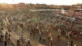Time Lapse footage of peoples of Marrakesh come and spend their night time in Djemma El Fna square