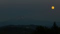 Time lapse of full moonrise over Mt Hood in Happy Valley OR from sunset into blue hour 4k