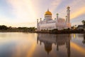 9 3 2023 time lapse of iconic building in Bandar Seri Begawan Brunei,Sultan Omar Ali Saifuddin Mosque during sunset