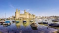 Time lapse of the increasing tide at Caernafon castle, Gwynedd in Wales - United Kingdom