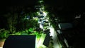 Time lapse of the juncture at a street road, transportation route for cars at nighttime