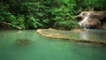 Time-lapse of Level 1 of Erawan Waterfall with Neolissochilus stracheyi fish in Kanchanaburi Province, Thailand