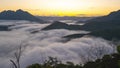 Time lapse of morning mist at sunrise in Nong Khiaw, Muang Ngoy, Laos