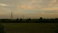 Time lapse moving clouds rice field