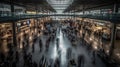 A time-lapse of people moving through a busy airport created with Generative AI