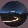 Mountain Road with Light Trails