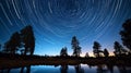 Time   lapse photograph star trails night sky Royalty Free Stock Photo