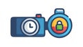 Time-Lapse Photography Security Icon: Camera, Clock, Lock, vector design Generative AI Royalty Free Stock Photo