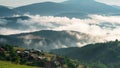 Morning mists over the mountain slopes