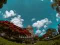 Time lapse of running clouds over Bahai temple at Carmel mountain Haifa, Israel