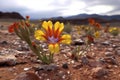 time-lapse series of desert flowers opening after rain Royalty Free Stock Photo