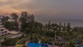 Time lapse of skyline during sunset at a beach front resort