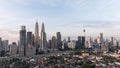 Time-lapse of sunrise in Kuala Lumpur skyline around Petronas twin towers