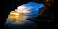 Time Lapse Sunset through a Cave Cyprus (4K)