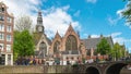 Time lapse video of The Oude Church in Amsterdam city, Netherlands