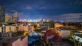 Time lapse view of Makati skyscrapers in Manila city. Skyline at night, Philippines. Royalty Free Stock Photo