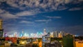 Time lapse view of Makati skyscrapers in Manila city. Skyline at night, Philippines. Royalty Free Stock Photo