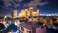 Time lapse view of Makati skyscrapers in Manila city. Skyline at night, Philippines. Royalty Free Stock Photo