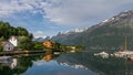 Time lapse view of Sor fjord from Lofthus with a beautiful reflection of mountains in the background