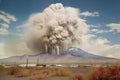 time-lapse of volcanic eruption and ash plume dispersal