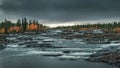 Time lapse of waterfall Trappstegsforsen during autumn, Sweden