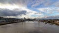 Time lapse of white clouds and blue sky over Tillikum Crossing and Marquam bridge in Portland OR 4k