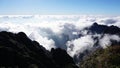 Time lapse of intense clouds roiling and flowing over peaks of Mountain Range in Vietnam