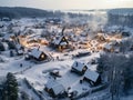 Time-Lapsed Christmas Magic: Aerial Glimpse of Kitschy Village Sleigh Ride