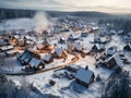 Time-Lapsed Christmas Magic: Aerial Glimpse of Kitschy Village Sleigh Ride