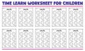 Time learn worksheets for children homework
