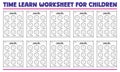 Time learn worksheets for children homework