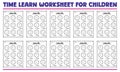 Time learn worksheets for children homework